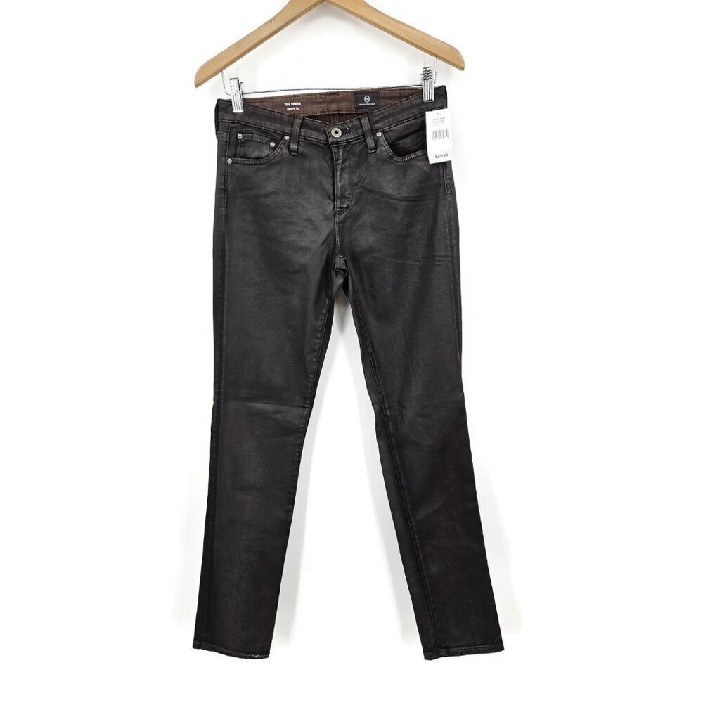 New AG Prima Cigarette Leg Brown Pants Womens 27 Waxed Jeans